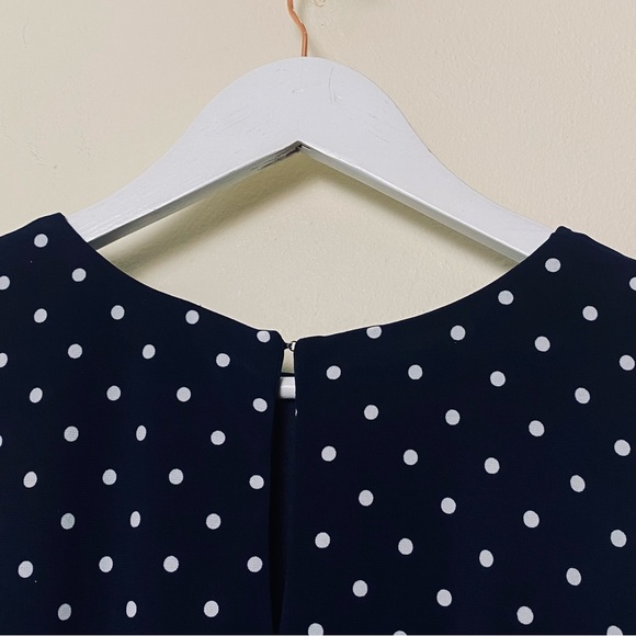 Anne Klein Navy and White Polka Dot Midi Dress Sz 10 - Picture 4 of 12